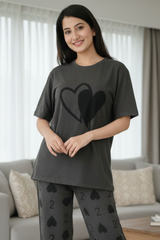 Double Heart printed Night Suit