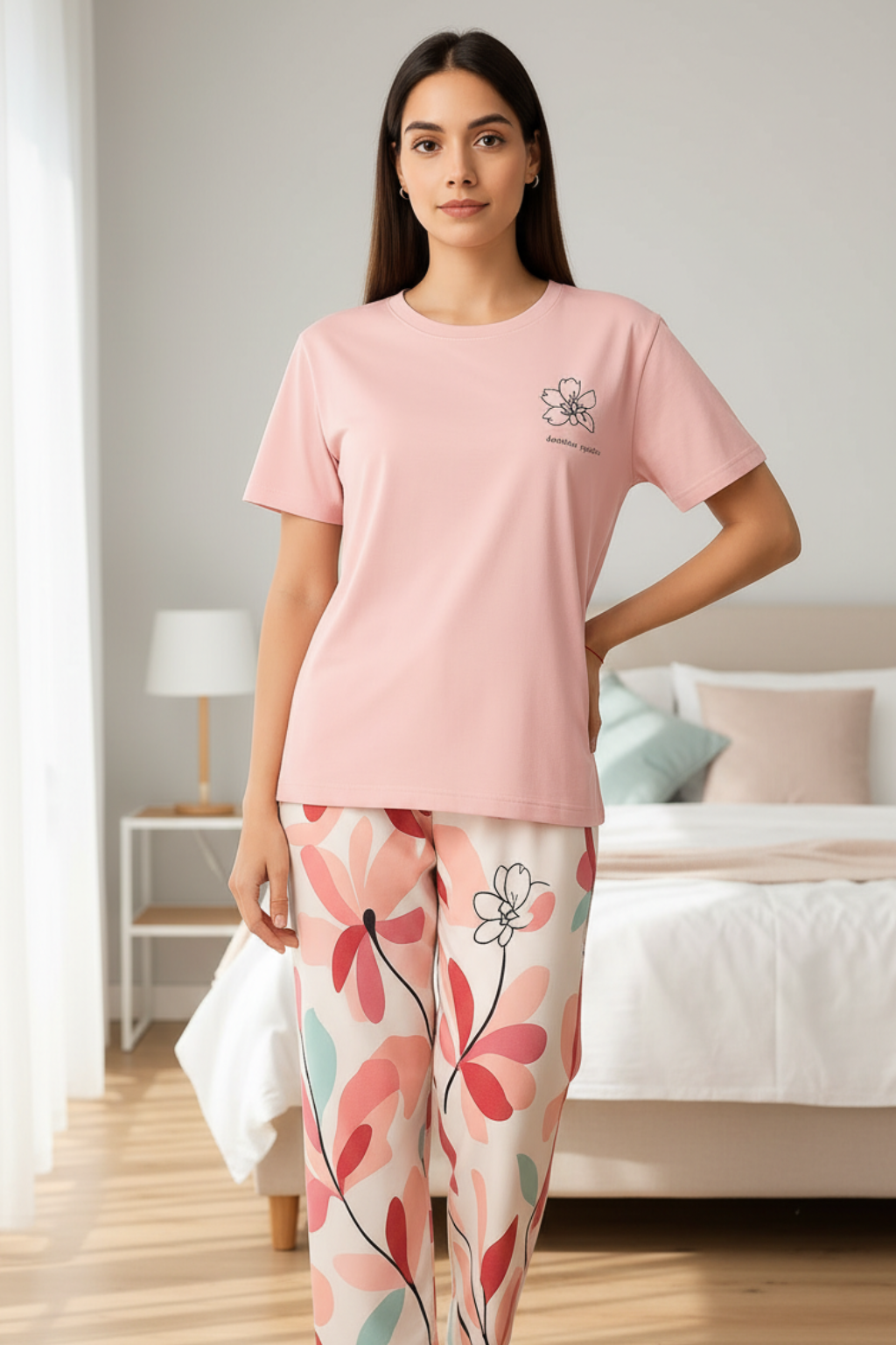 Long Leaf Printed Night Suit