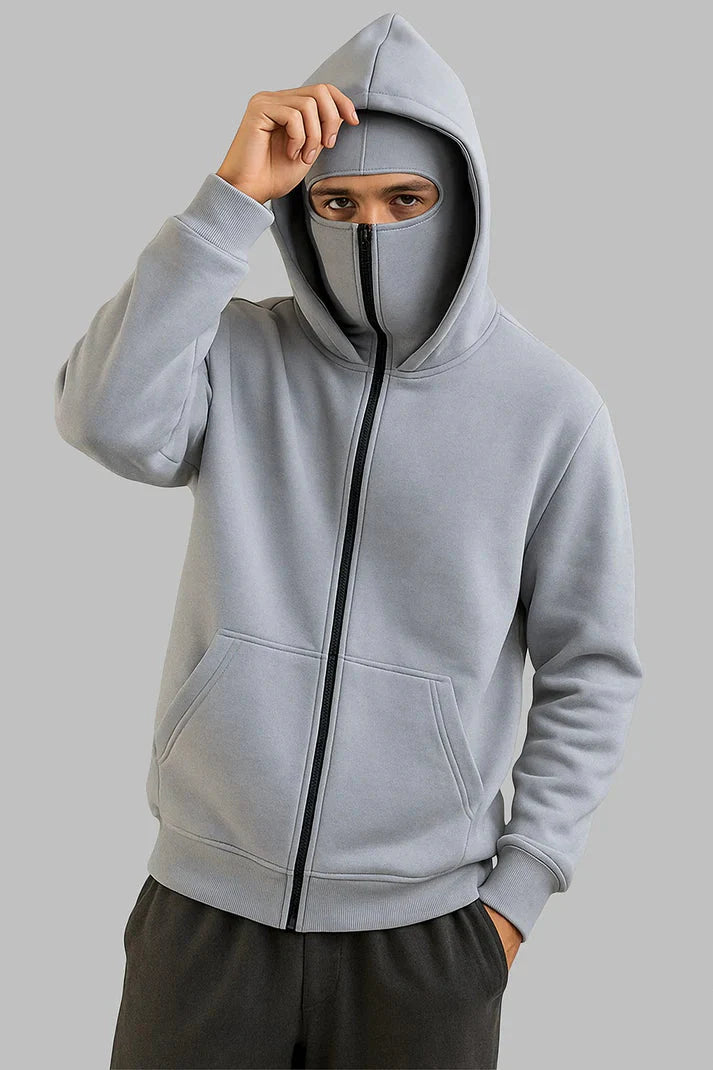 Gray Ninja Zipper Hoodie Jacket